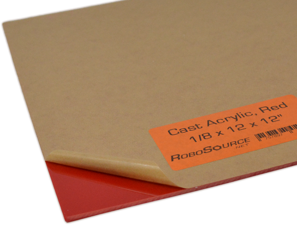Red Cast Acrylic Plexiglass Sheet 3-Pack 12" X 12" X 0.118" (1/8"), Paper Masking