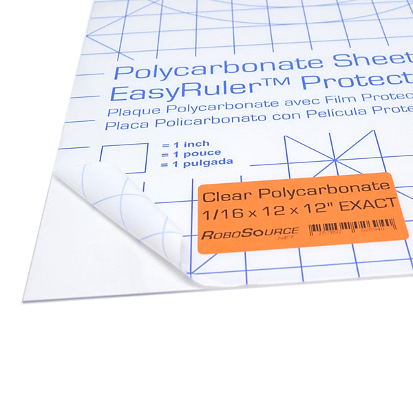 Polycarbonate Plastic Sheet 12" X 12" X 0.0625" (1/16") Exact, EasyRuler Film