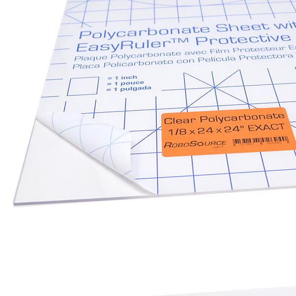 Polycarbonate Plastic Sheet 24" X 24" X 0.118" (1/8") Exact with EasyRuler Film