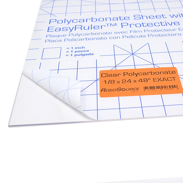 Polycarbonate Plastic Sheet 24" X 48 X 0.118" (1/8") Exact with EasyRuler Film