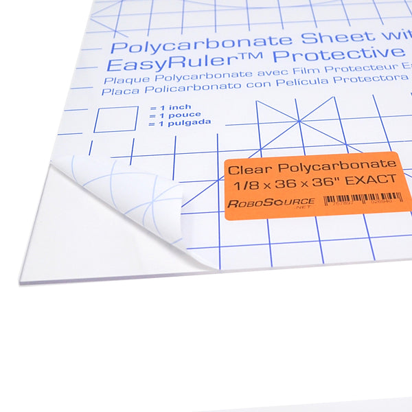 Polycarbonate Plastic Sheet 36" X 36" X 0.118" (1/8") Exact with EasyRuler Film