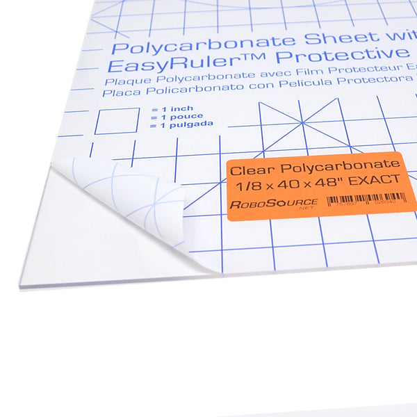 Polycarbonate Plastic Sheet 40" X 48" X 0.118" (1/8") Exact with EasyRuler Film