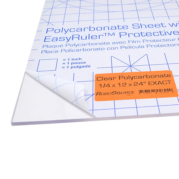 Polycarbonate Plastic Sheet 12" X 24" X 0.236" (1/4") Exact with EasyRuler Film