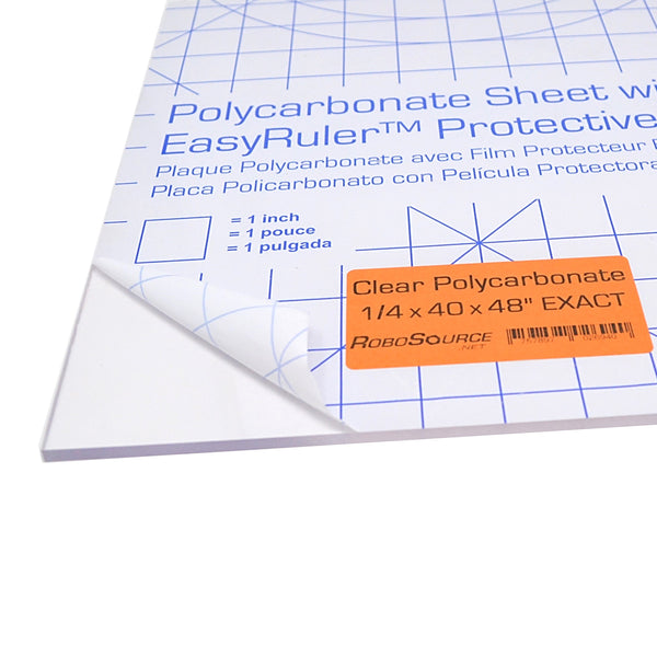 Polycarbonate Plastic Sheet 40" X 48" X 0.236" (1/4") Exact with EasyRuler Film