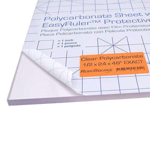 Polycarbonate Plastic Sheet 24" X 48" X 0.472" (1/2") Exact with EasyRuler Film